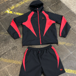 VORTEX WOVEN SHORT TRACKSUIT – BLACK/RED