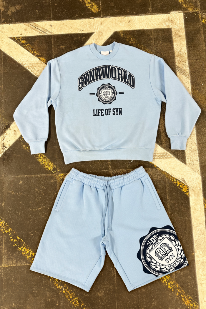 VARSITY CREW SHORT SET – LIGHT BLUE
